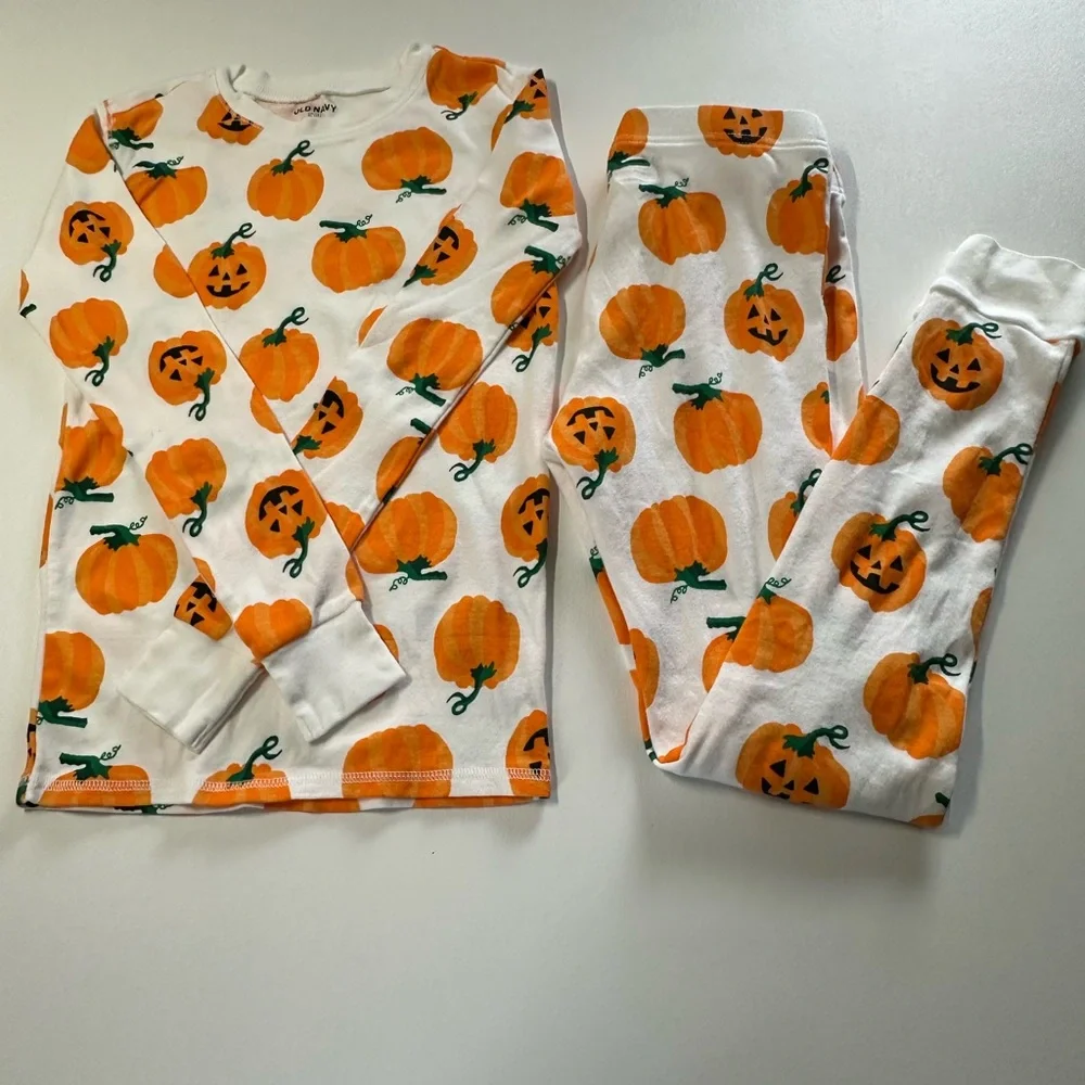 Old Navy‎ kids unisex extra large (12) snug fit pajama set pumpkin patch print